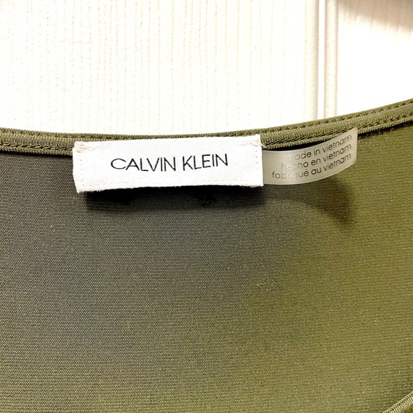 Calvin Klein Olive Green Women’s Top with bow accent - Picture 3 of 3